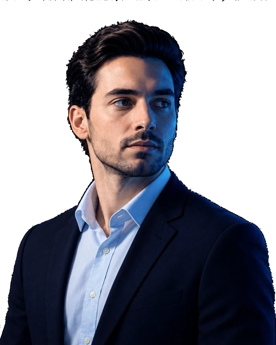 Homem em uma composição ilustrativa de reconhecimento facial